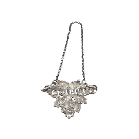 Antique Victorian Sterling Silver 'Claret' Decanter / Bottle Label 1851