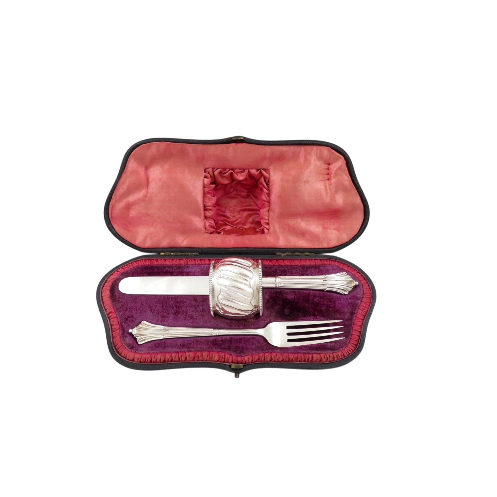 Antique Victorian Sterling Silver 3 Piece Christening Set 1895