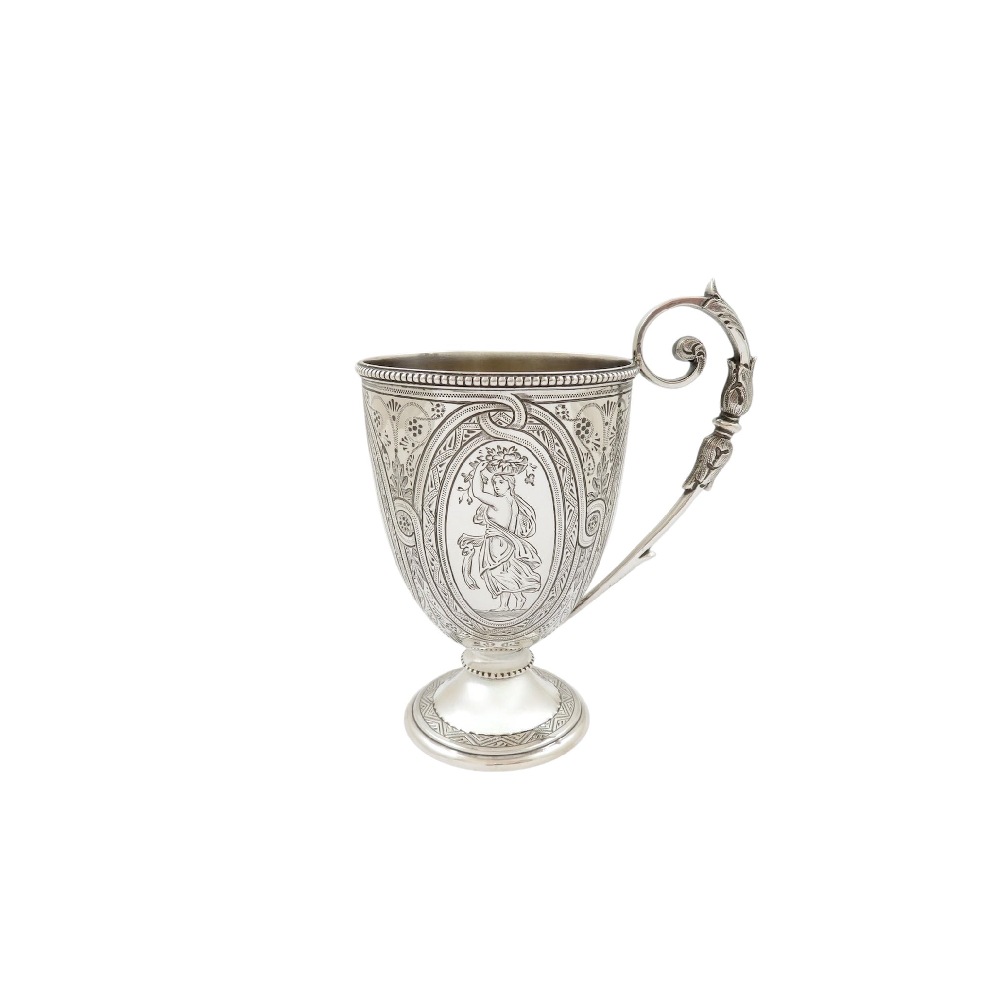 Antique Victorian Sterling Silver Christening Mug - 1869 - Goddess Engravings