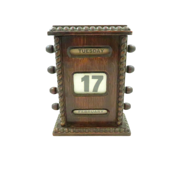 Antique Victorian Oak 6" Perpetual Calendar c1880