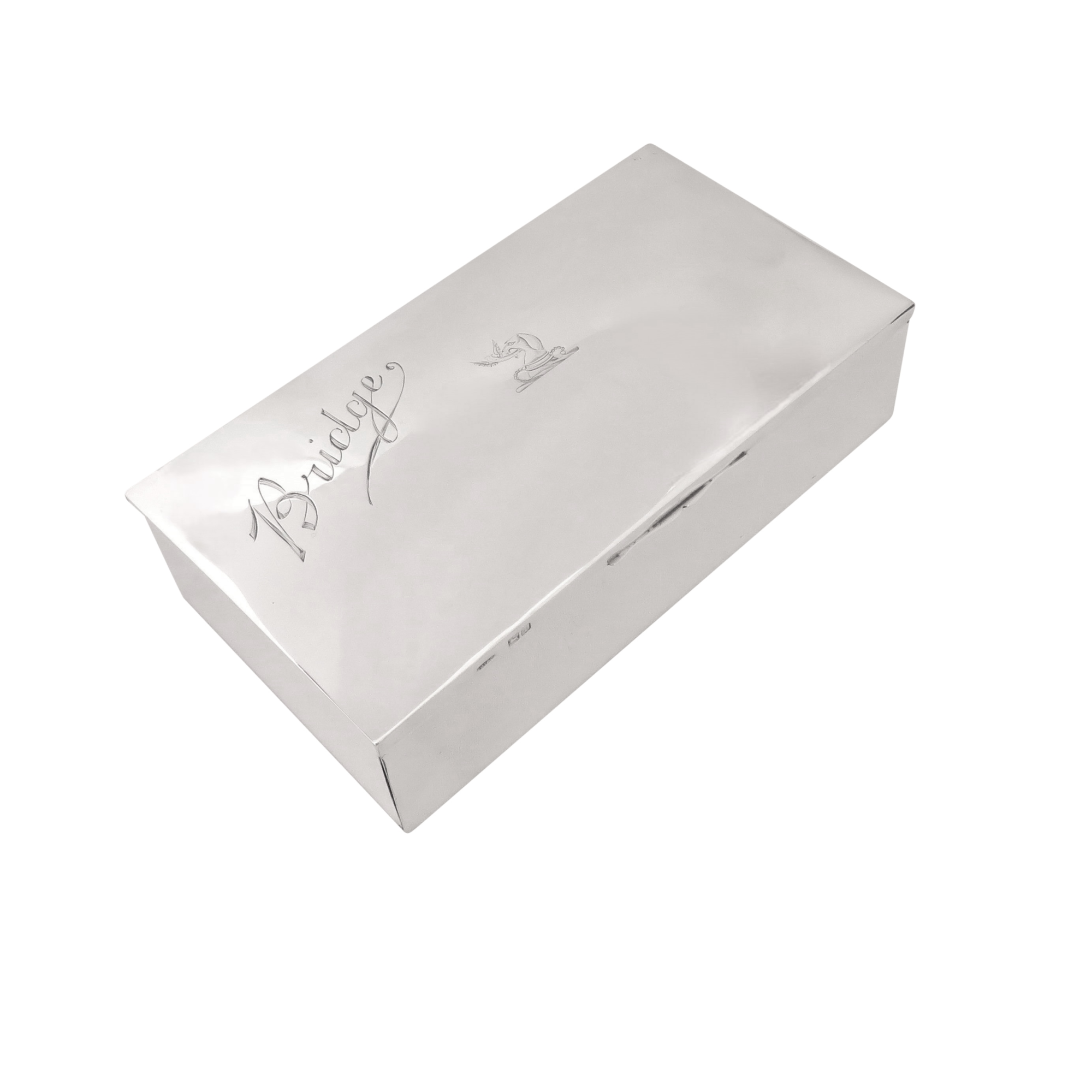 Antique Edwardian Sterling Silver 'Bridge' Card Box 1904
