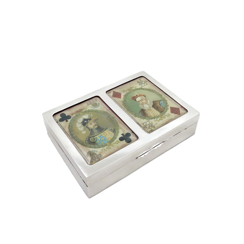 Antique Edwardian Sterling Silver Playing Card Box 1902