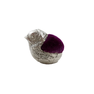 Antique Edwardian Sterling Silver Chick / Bird Pin Cushion 1909