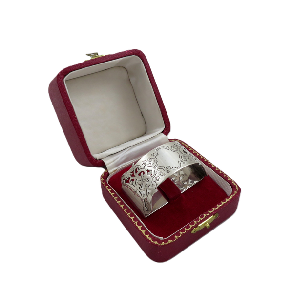 Antique Edwardian Sterling Silver Napkin Ring in Case 1904