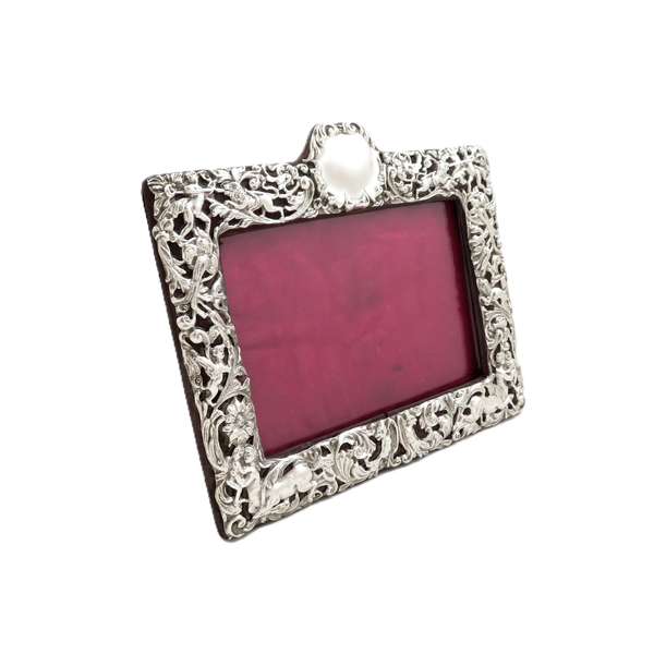 Antique Edwardian Sterling Silver Landscape Photo Frame 1901