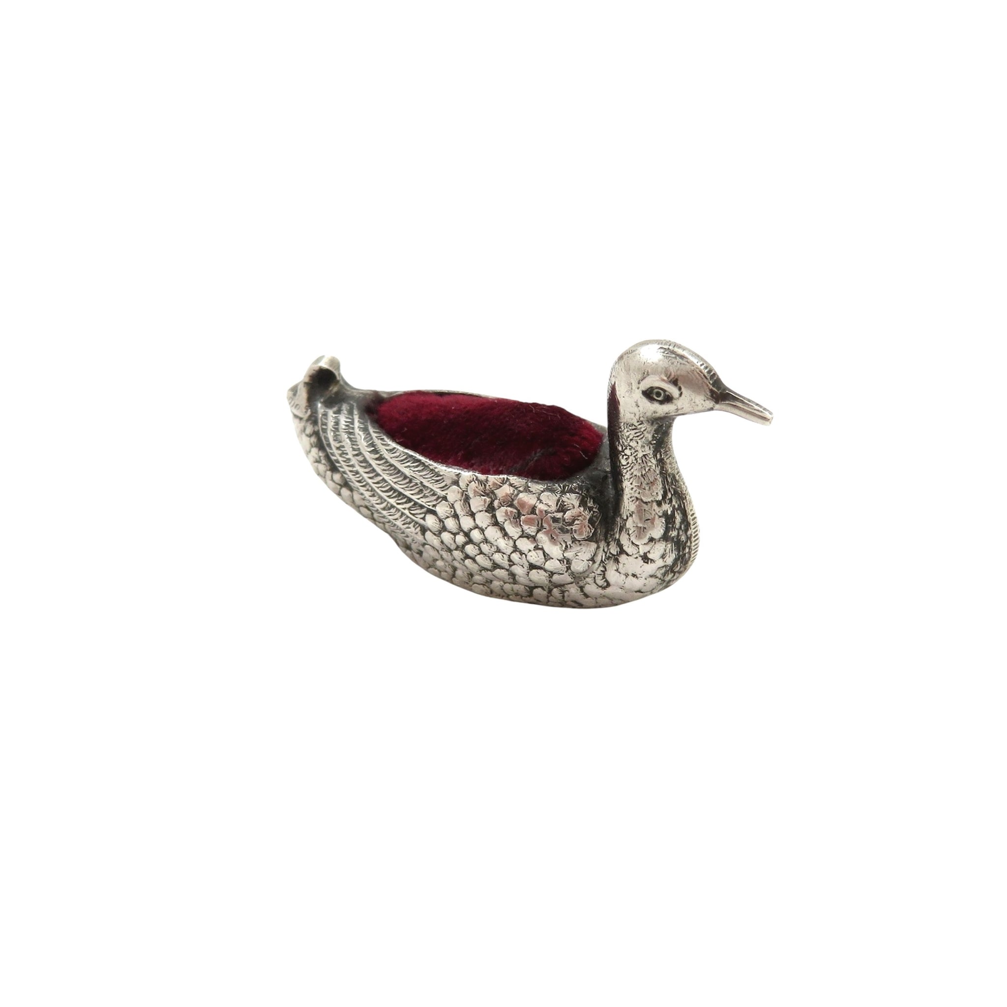 Antique Edwardian Sterling Silver 'Duck' Pin Cushion 1907
