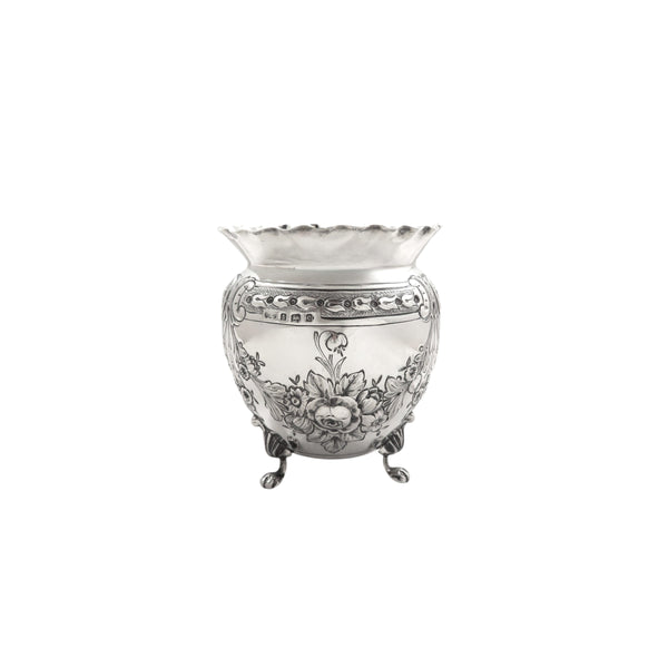 Antique Edwardian Sterling Silver Planter / Pot 1902