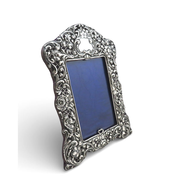 Antique Edwardian Sterling Silver 9 1/2" Photo Frame 1903