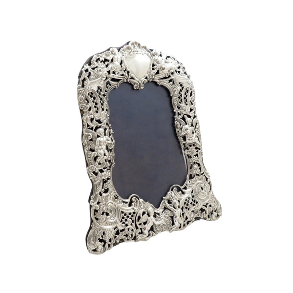Antique Victorian Sterling Silver 'Cherubs' Photo Frame 1897