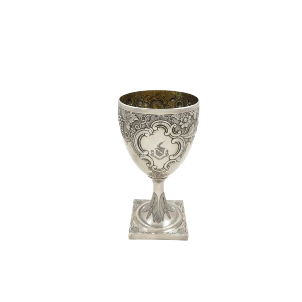 Antique Georgian Sterling Silver Wine Goblet with Crest 1803