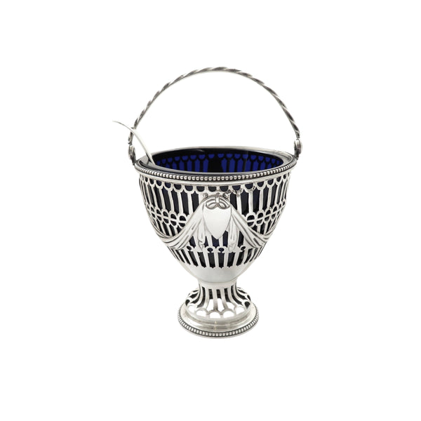 Antique Georgian Sterling Silver Sugar Basket with Sifter Spoon 1774