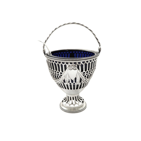 Antique Georgian Sterling Silver Sugar Basket with Sifter Spoon 1774