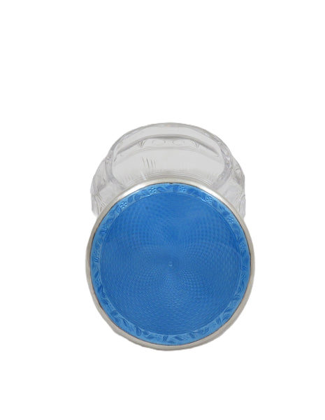 Antique Sterling Silver & Blue Enamel Vanity Jar 1925