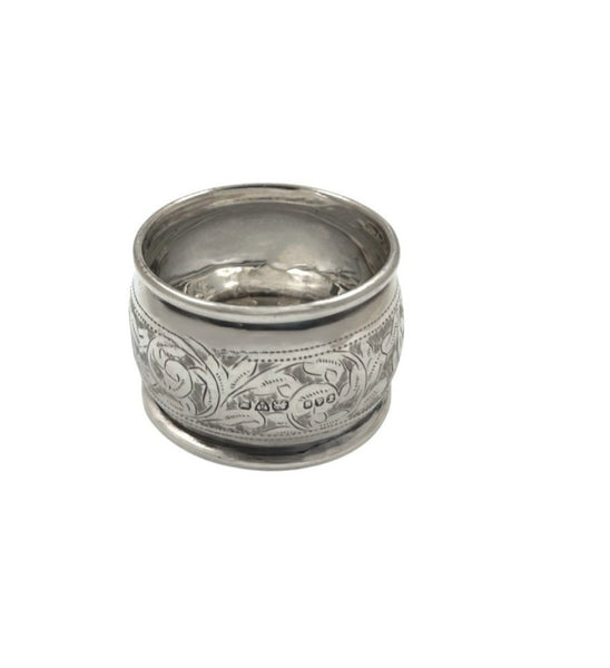 Set of 6 Antique Sterling Silver Napkin Rings in Case 1912
