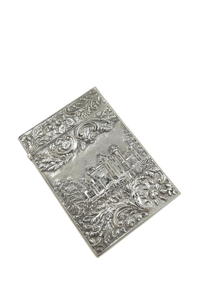 Antique Victorian Sterling Silver 'Newstead Abbey/Abbotsford House' Card Case 1841