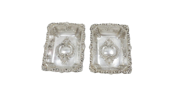 Pair of Antique Victorian Sterling Silver Dishes in Case 1899