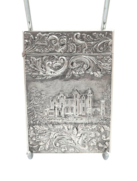Antique Victorian Sterling Silver 'Newstead Abbey/Abbotsford House' Card Case 1841