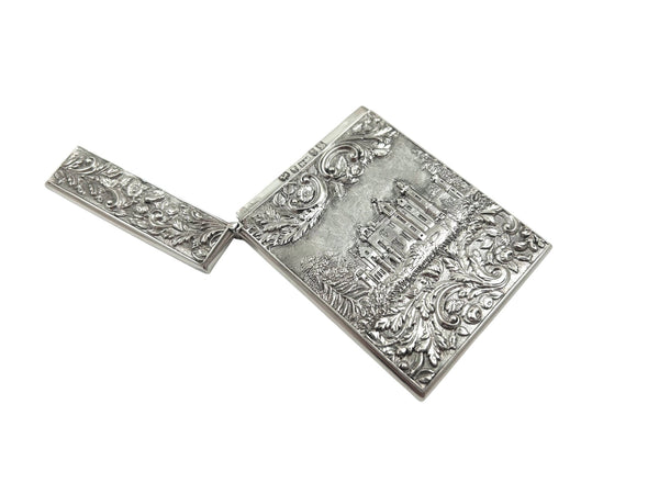 Antique Victorian Sterling Silver 'Newstead Abbey/Abbotsford House' Card Case 1841