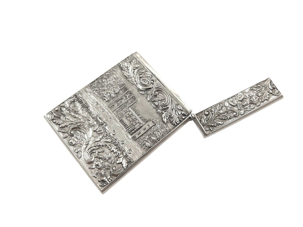 Antique Victorian Sterling Silver 'Newstead Abbey/Abbotsford House' Card Case 1841
