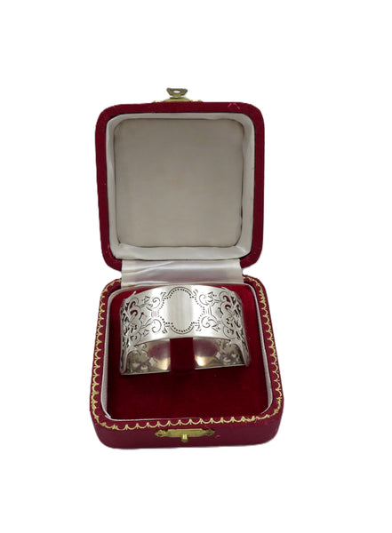Antique Edwardian Sterling Silver Napkin Ring in Case 1904