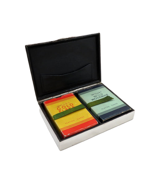 Antique Edwardian Sterling Silver Playing Card Box 1902