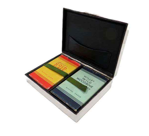 Antique Edwardian Sterling Silver Playing Card Box 1902