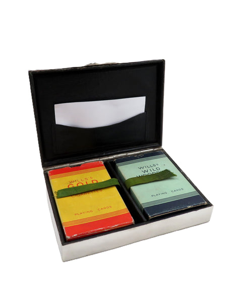 Antique Edwardian Sterling Silver Playing Card Box 1902