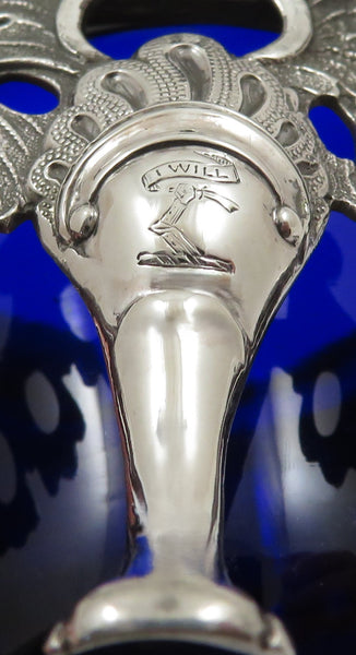 Pair of Antique Victorian Sterling Silver Salts with Liners 1845