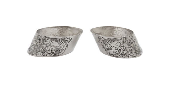 Pair of Antique Victorian Sterling Silver Napkin Rings in Case 1900