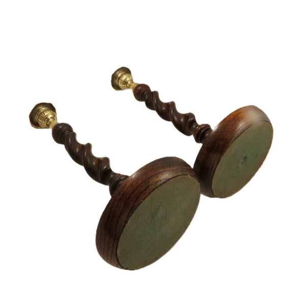 Pair of Antique Oak 12" Barley Twist Candlesticks with Thistle Tops c1900