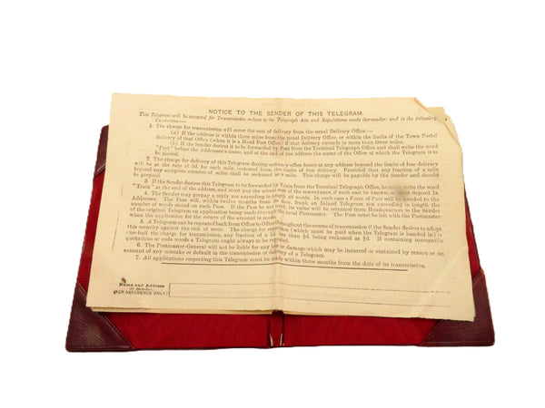 Antique Edwardian Sterling Silver Telegram Folder / Case 1901