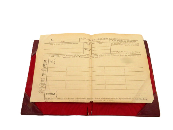 Antique Edwardian Sterling Silver Telegram Folder / Case 1901