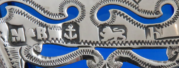 Antique Edwardian Sterling Silver Basket with Blue Glass Liner 1901