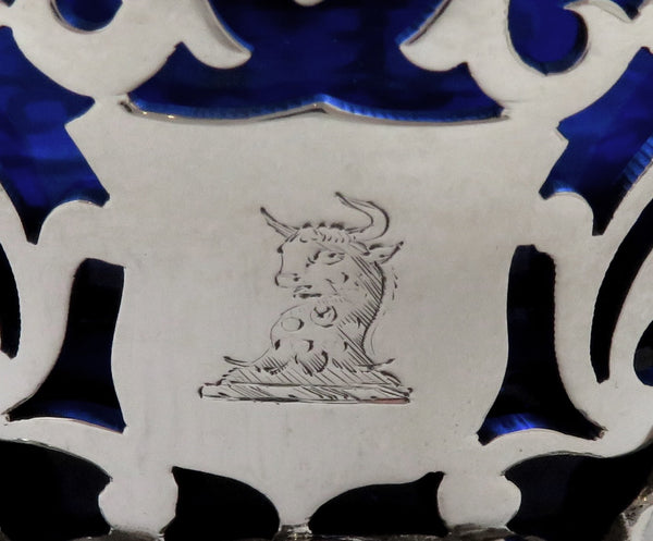 Pair of Antique Early Victorian Sterling Silver Salts with Liners 1841