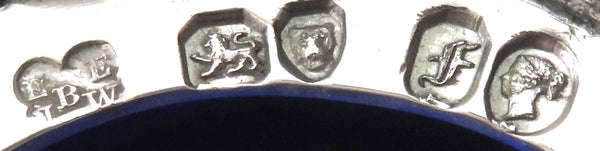 Pair of Antique Early Victorian Sterling Silver Salts with Liners 1841