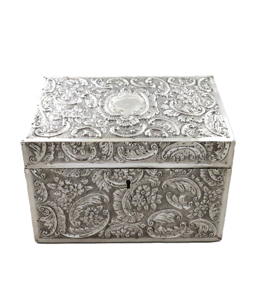 Antique Victorian Sterling Silver Desk Tidy / Stationery Box 1890