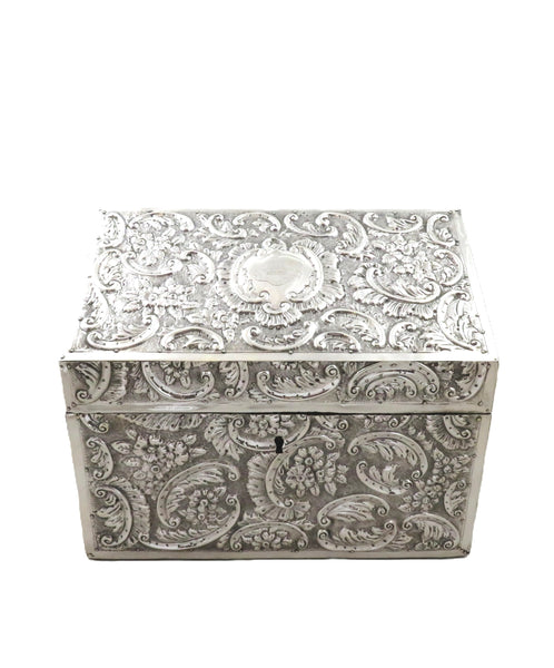Antique Victorian Sterling Silver Desk Tidy / Stationery Box 1890