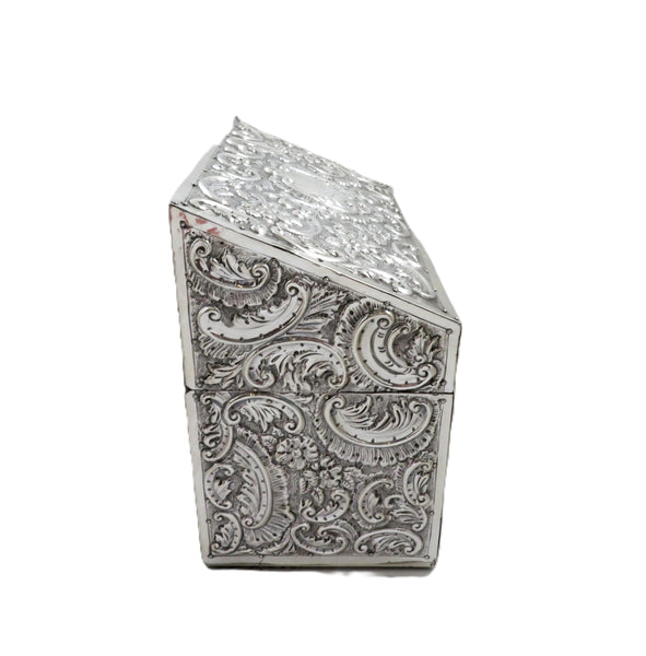 Antique Victorian Sterling Silver Desk Tidy / Stationery Box 1890