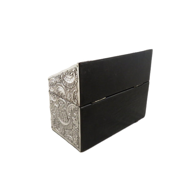 Antique Victorian Sterling Silver Desk Tidy / Stationery Box 1890
