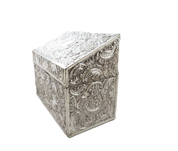 Antique Victorian Sterling Silver Desk Tidy / Stationery Box 1890