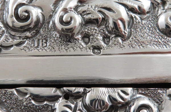 Antique Victorian Sterling Silver Desk Tidy / Stationery Box 1890