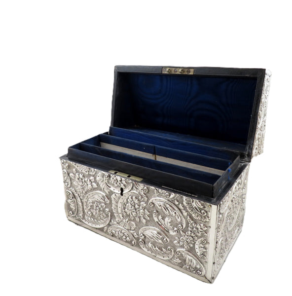 Antique Victorian Sterling Silver Desk Tidy / Stationery Box 1890