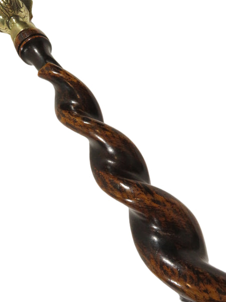 Pair of Antique Oak 18" Barley Twist Candlesticks with Thistle Tops c1900