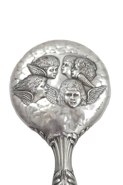 Antique Sterling Silver 'Angels' Hand Mirror 1922