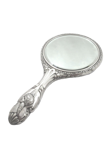 Antique Sterling Silver 'Angels' Hand Mirror 1922