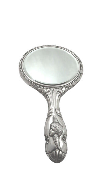 Antique Sterling Silver 'Angels' Hand Mirror 1922