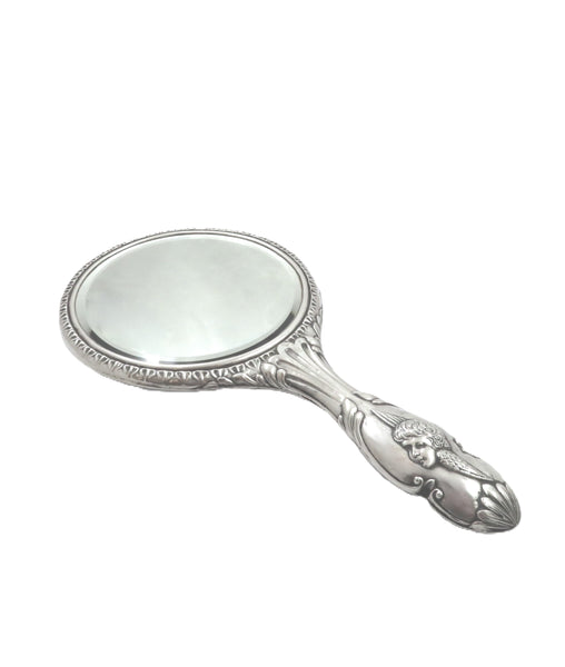 Antique Sterling Silver 'Angels' Hand Mirror 1922