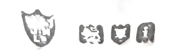 Pair of Antique Sterling Silver & Glass Whisky Noggins / Jugs 1924