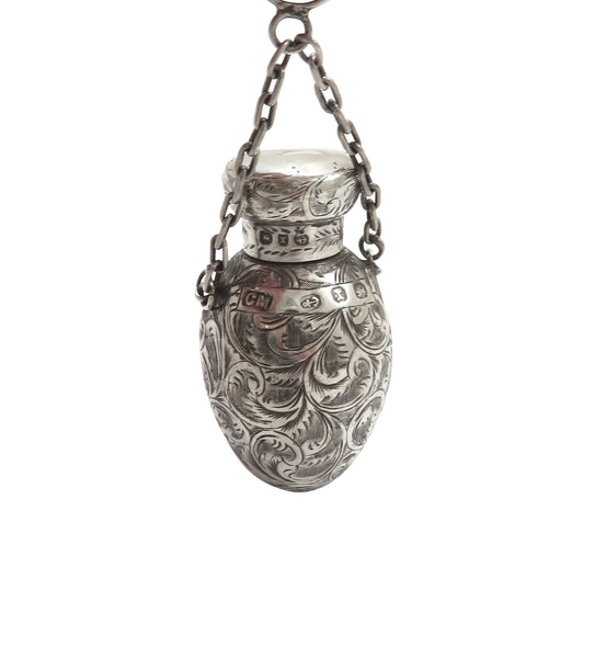 Antique Victorian Sterling Silver Scent / Perfume Bottle 1897