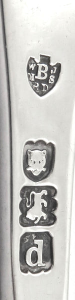 Pair of Antique Victorian Sterling Silver Pierced Serving Spoons in Case 1899